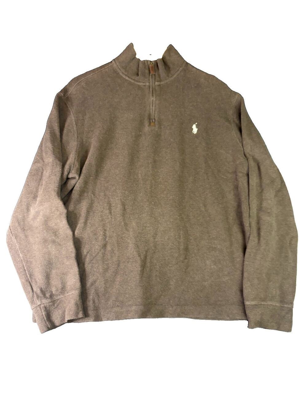Polo Ralph Lauren Sweater Men’s L Brown Cotton Quarter Zip Pony Preppy